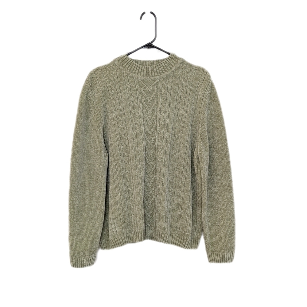 2000s Y2K Alfred Dunner Soft Velour Cable Knit Mock Neck Sweater